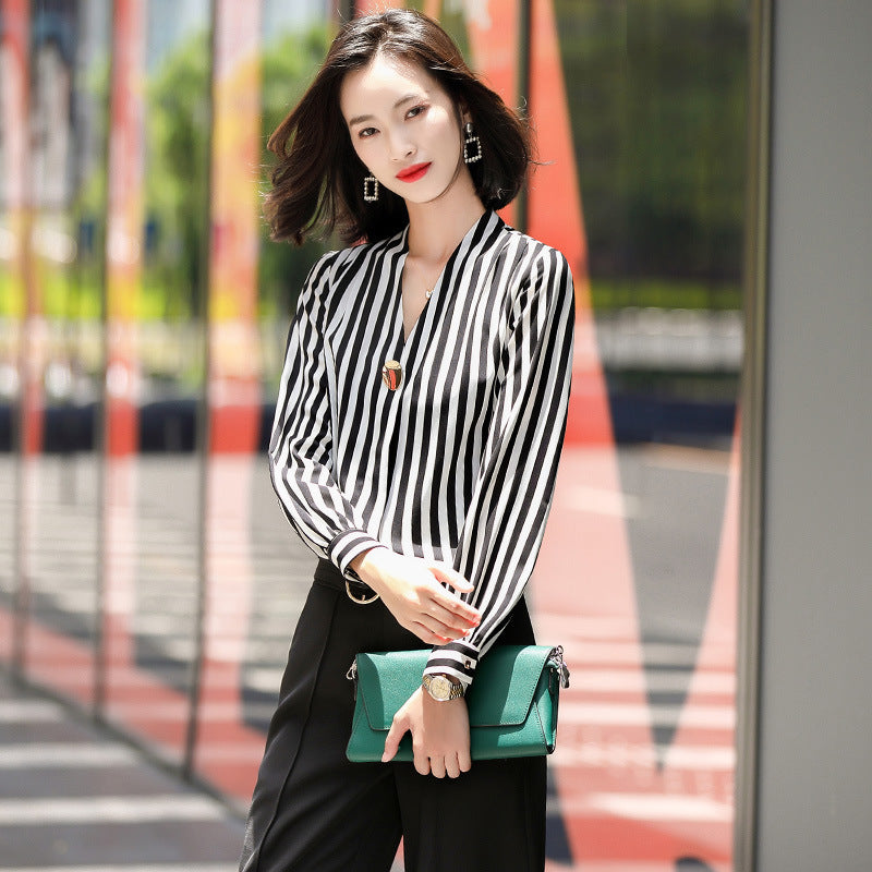 V-neck striped shirt