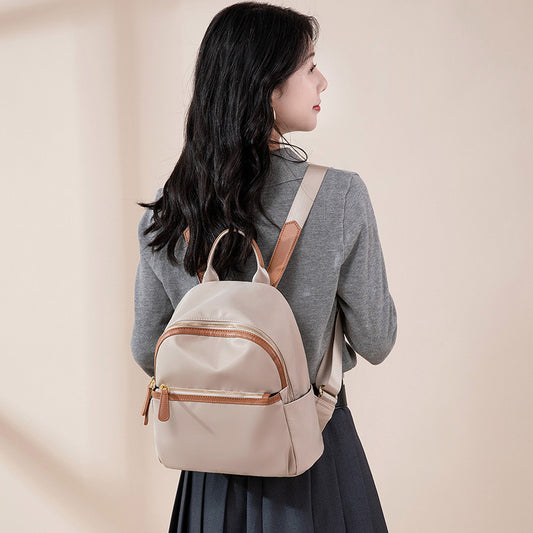 Sac à dos tendance pour femme en tissu Oxford léger et imperméable de couleur contrastée, grande capacité