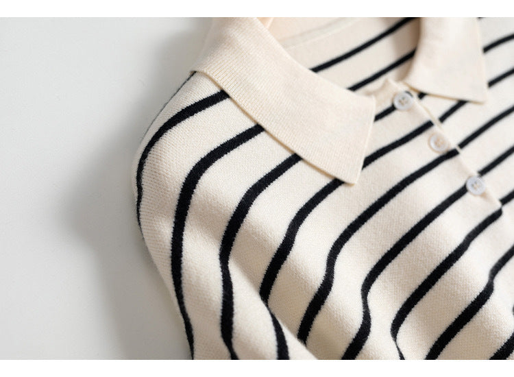 Women's Niche Loose Casual Striped Bottoming Shirt Knitted Sweater