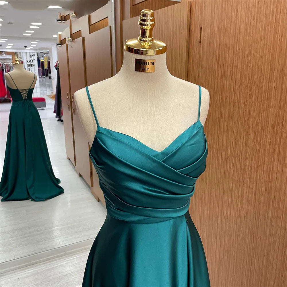 Dark Green V-neck Brace Simple Party Dress