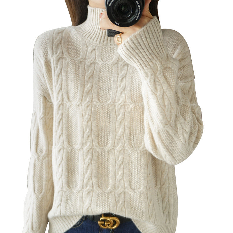 Women's Autumn And Winter Pullover High Collar Woolen Sweater