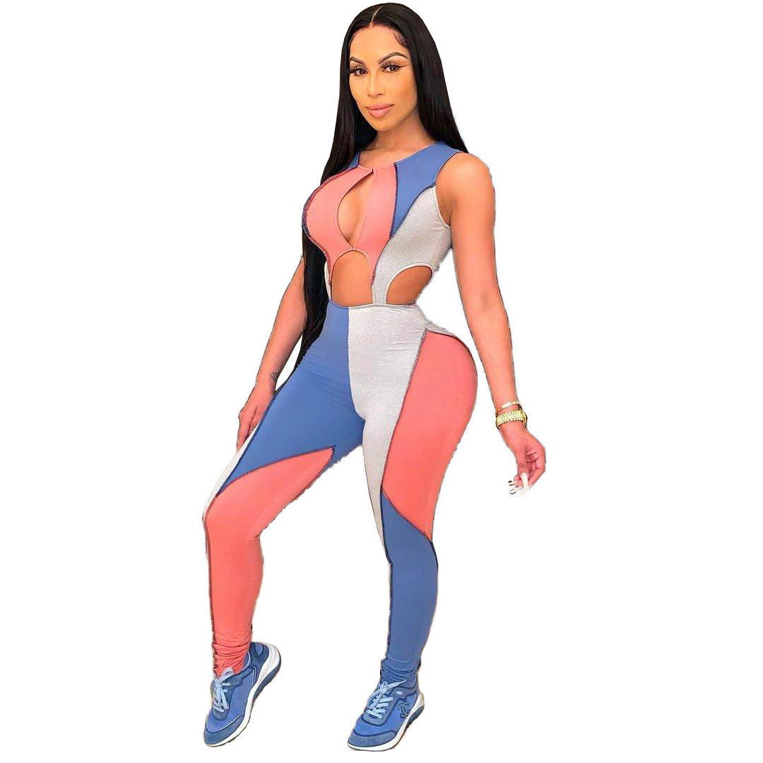 Women's Multicolor Panel Cutout Jumpsuit