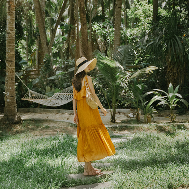 Vestido holgado con tirantes bohemios para mujer