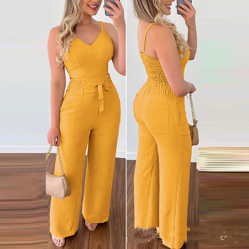 Women's Camisole Straight-leg Pants Casual Suit