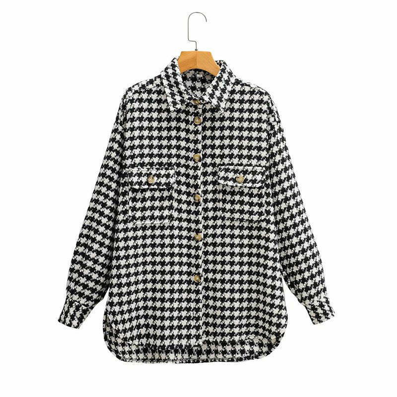 Women's Thousand Bird Check Loose Women's Coat