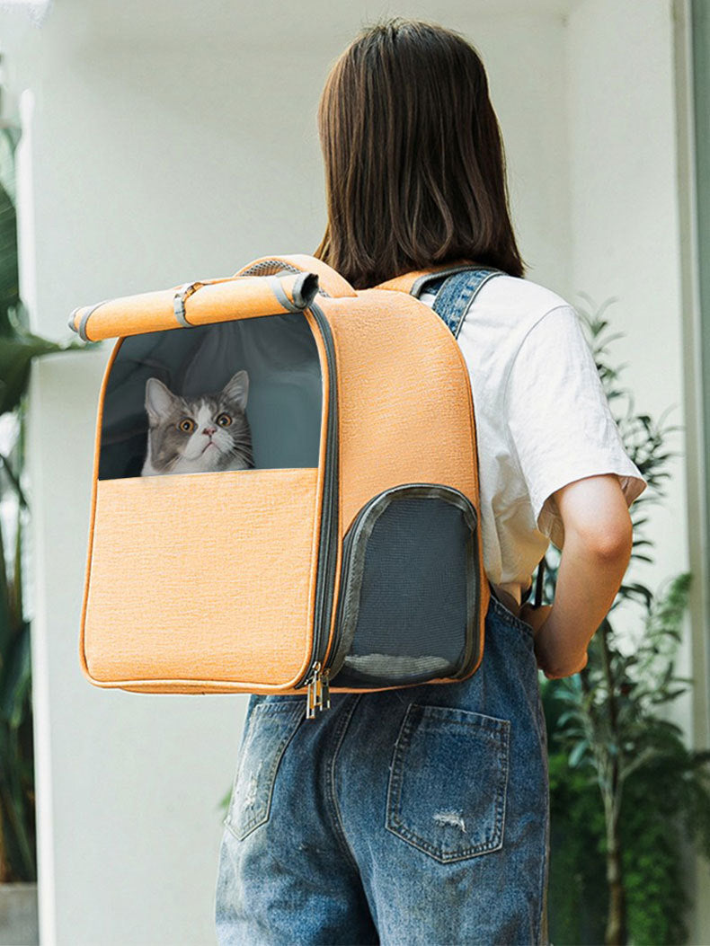 Cat Going Out Portable Large Capacity Canvas Backpack