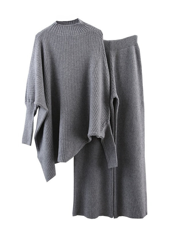 Women's Turtleneck Sweater Wide Leg Pants Suit