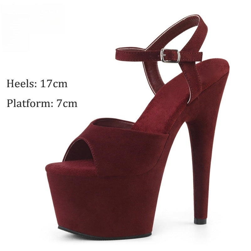 Sandales à talons hauts en daim de 17 cm, modèle Catwalk