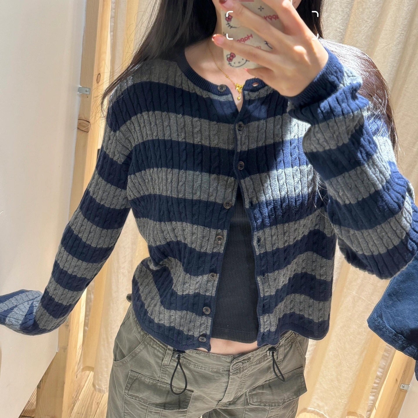 BM Official Website New American Striped Cable-knit Sweater