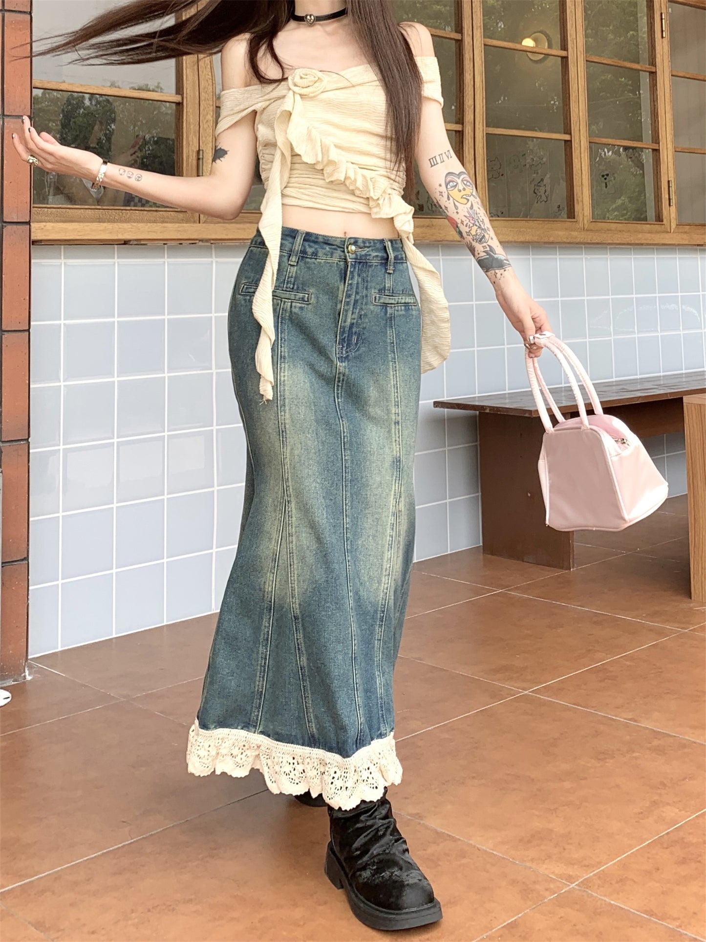 Women's Fashion Fishtail Denim Skirt Design