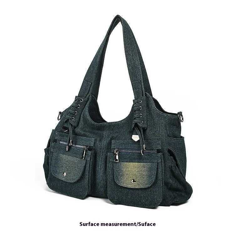 Sac messager à bandoulière en denim vintage décontracté assorti