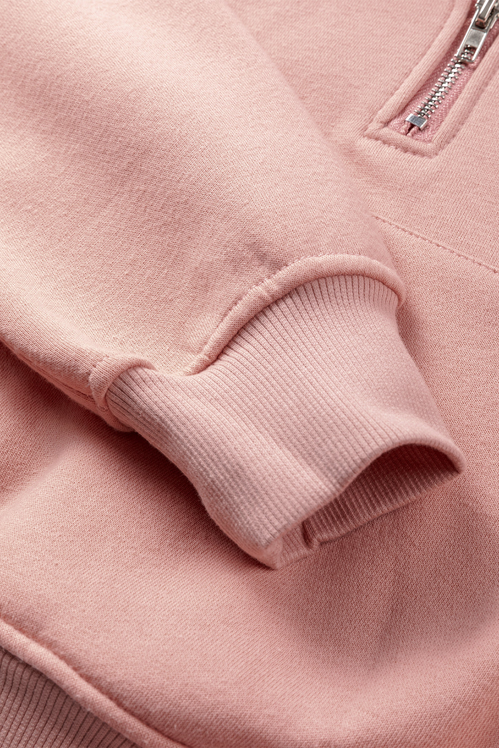 Pink Quarter Zip Kangaroo Pocket Hoodie