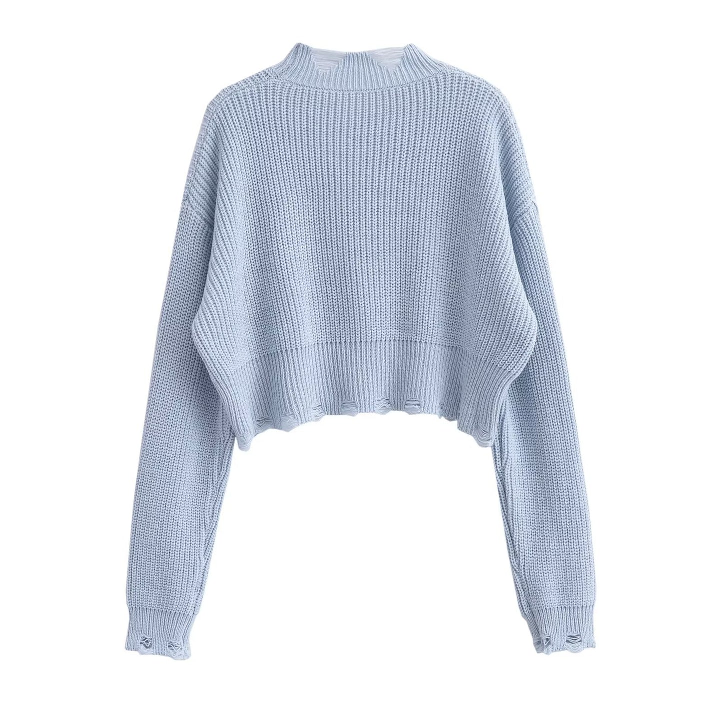 Pull déchiré rétro paresseux pour femme, automne