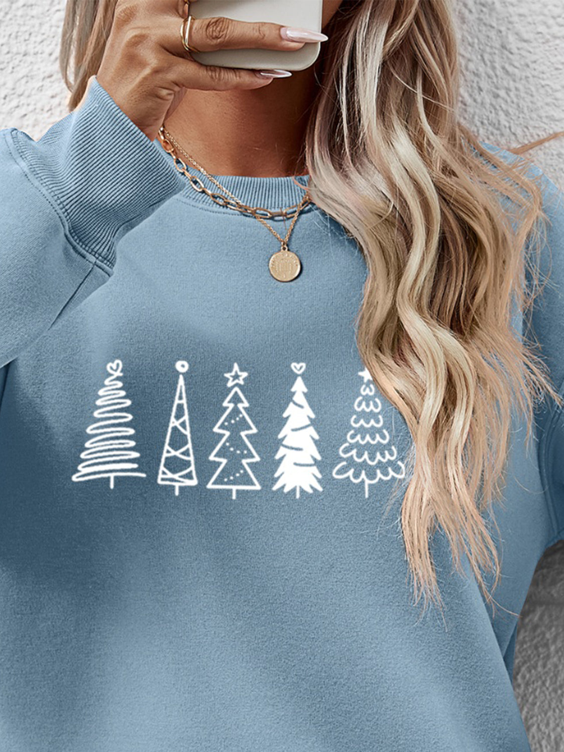 Sweat-shirt à épaules tombantes avec motif d'arbre de Noël