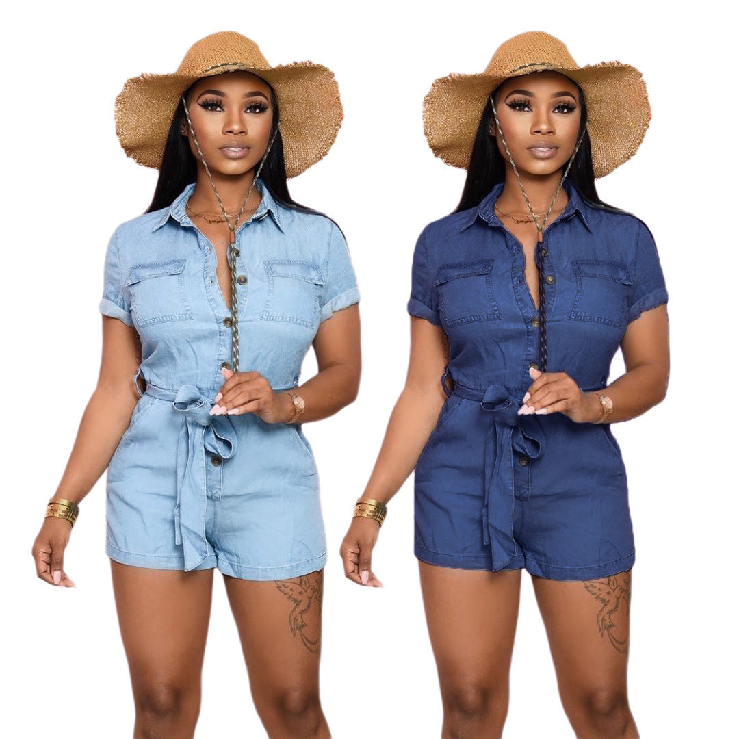 Wear Fashionable Denim Women's Fitted Jumpsuit