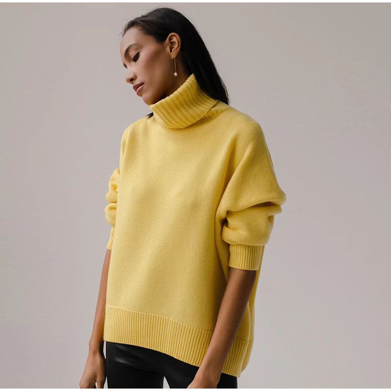 Pull ample à col roulé européen et américain, automne et hiver