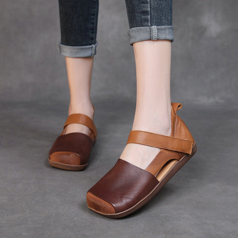 Flat Non-slip Hollowed Toe Box Color Matching Sandals