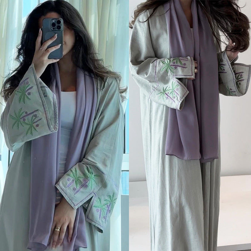 Robe cardigan brodée à la mode arabe de Dubaï et saoudienne