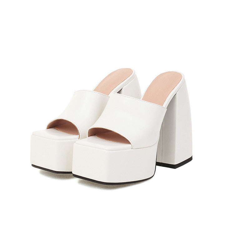 Fall Thick Bottom Square Peep-toe Slippers