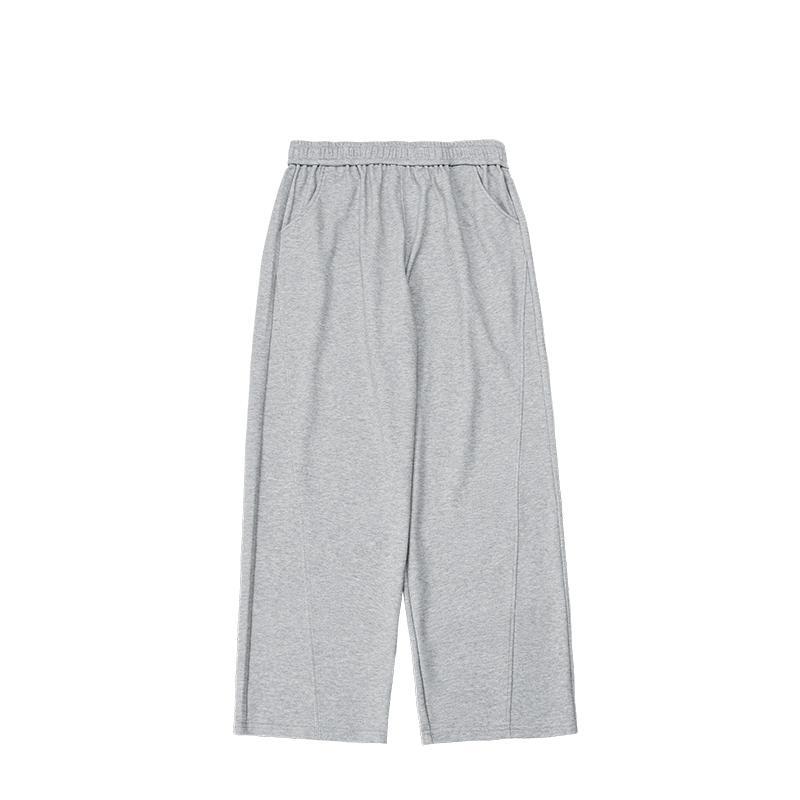 Twill Solid Color Sports Casual Sweatpants Wide Leg