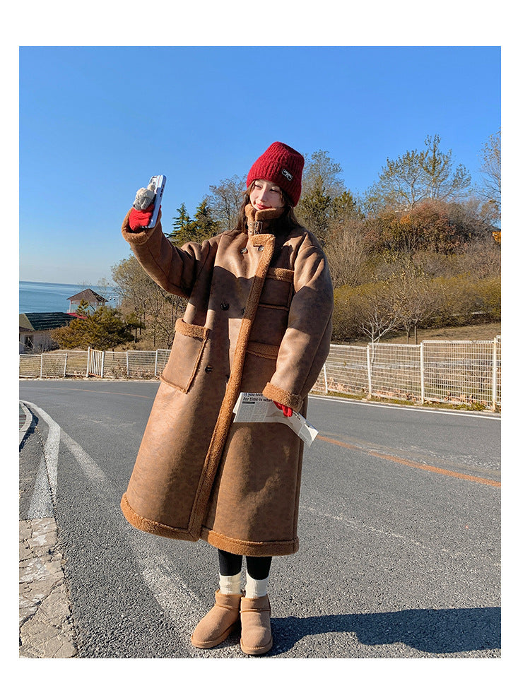 Women's Winter Double-sided Lamb Wool Coat Overcoat