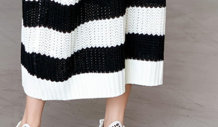 Woolen Skirt Knitwear Loose Striped Long