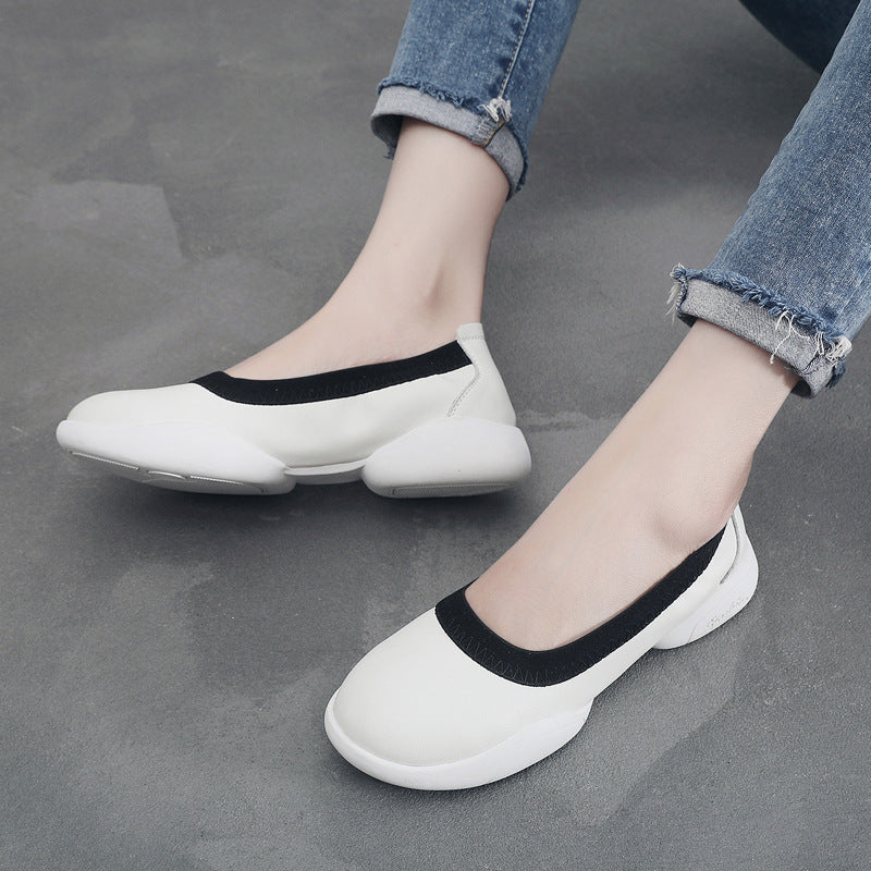 Women's Leather Low-cut Non-slip Soft Bottom Casual Flat Shoes