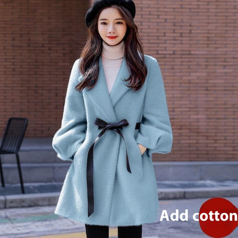 Women's Autumn And Winter New Korean Style Loose Thick Temperament Small Size Woolen Coat