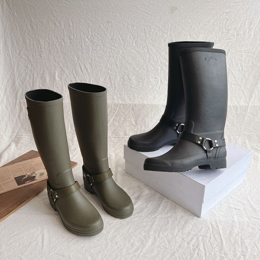 Bottes de chevalier imperméables à boucle sous le genou