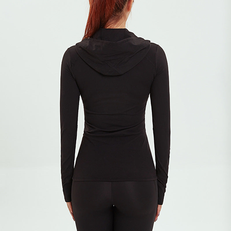 Costume de yoga slim extensible à manches longues et fermeture éclair