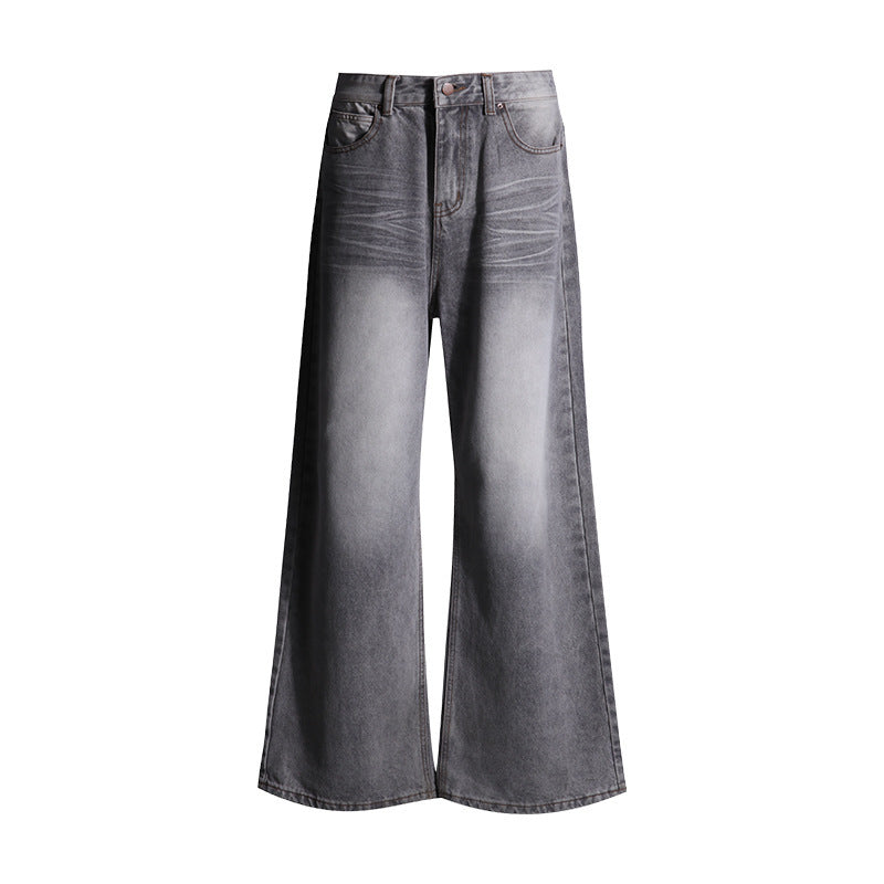 Women's Corrugated Retro Nostalgic Loose Wide Leg Denim Trousers