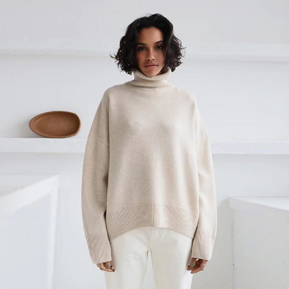 Pull ample à col roulé européen et américain, automne et hiver