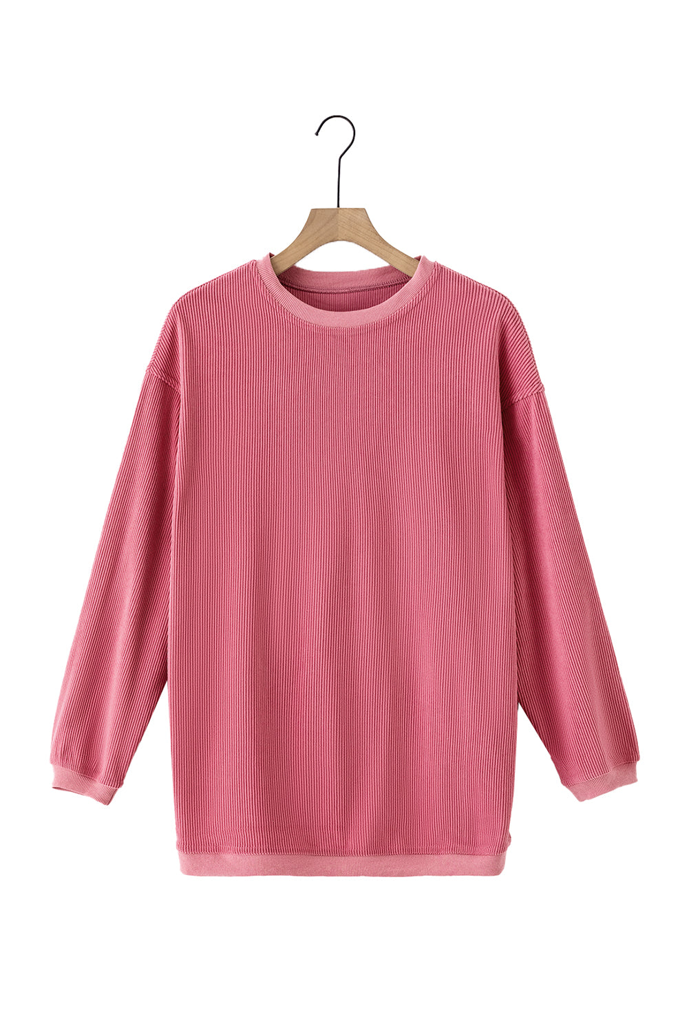 Sudadera extragrande con cordón de canalé en rosa fresa