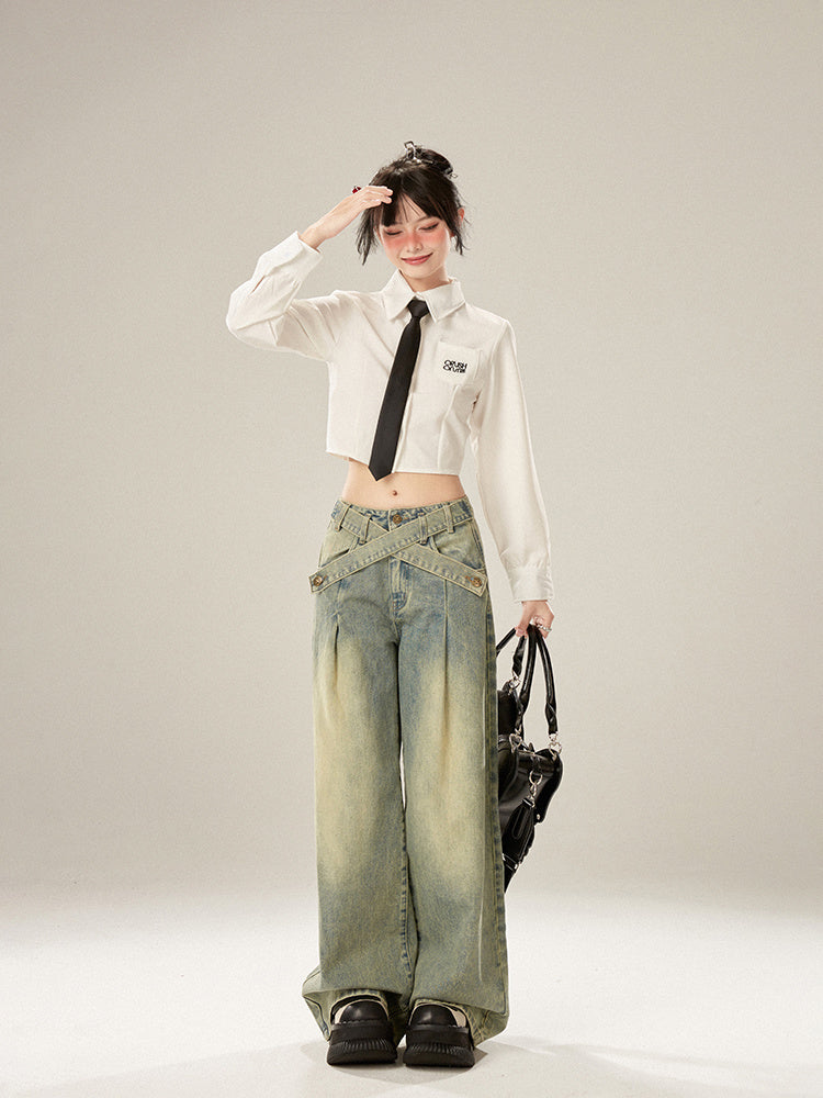 Thin Lazy Pleated Wide-leg Pants For Women