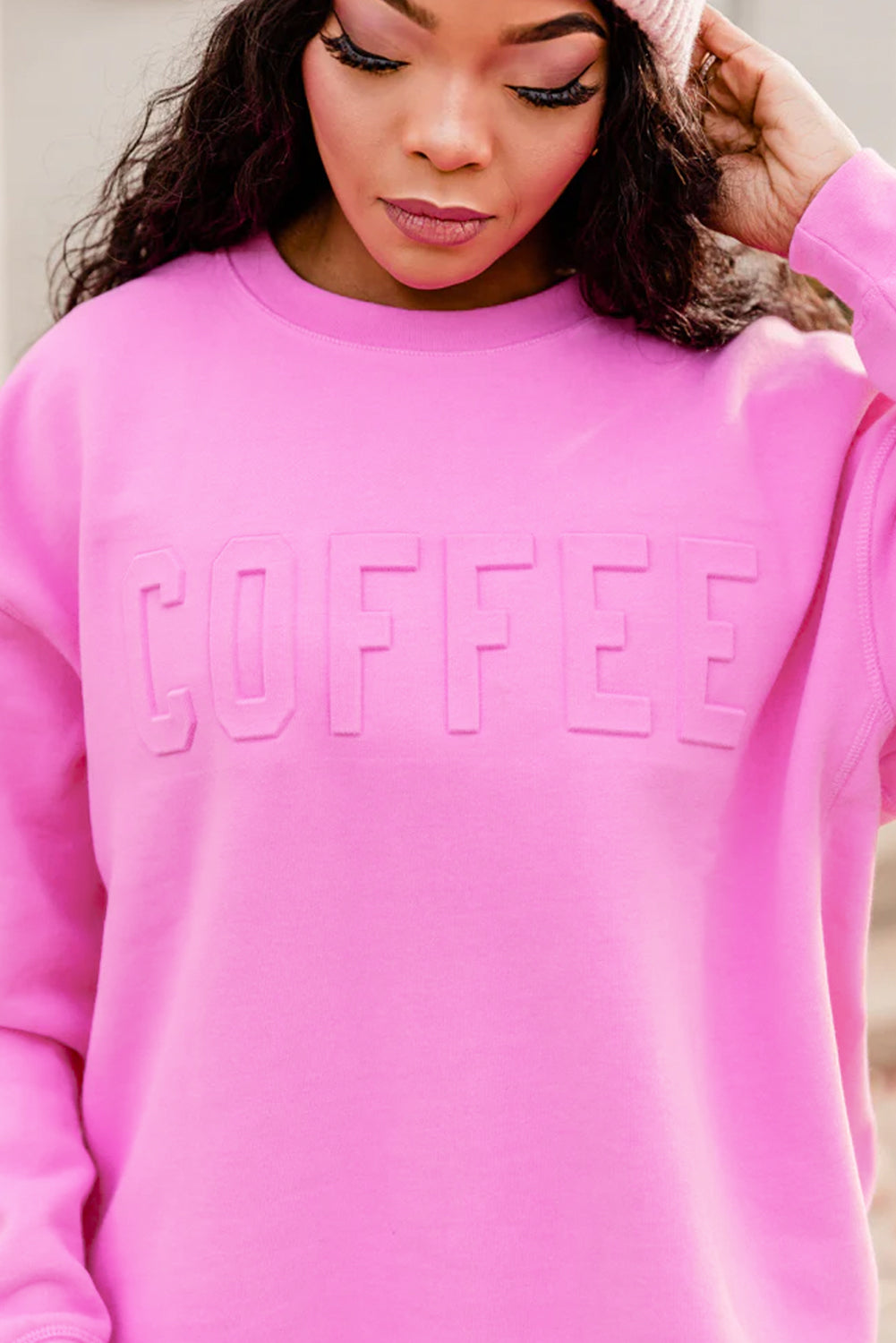 Bonbon COFFEE Sudadera casual con letras en relieve