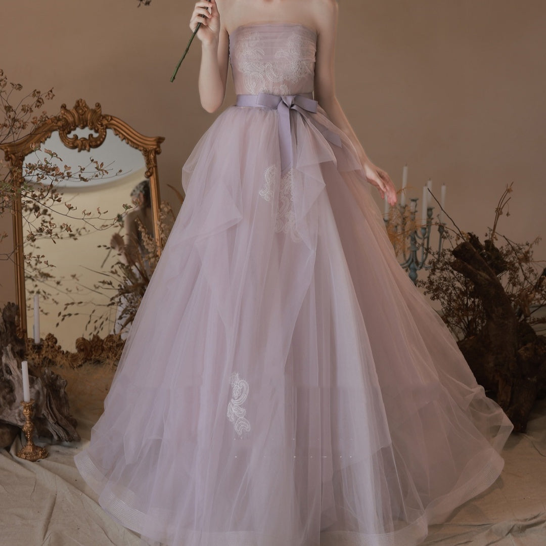 Dinner Party Purple Tube Top Dress Bridal Gown