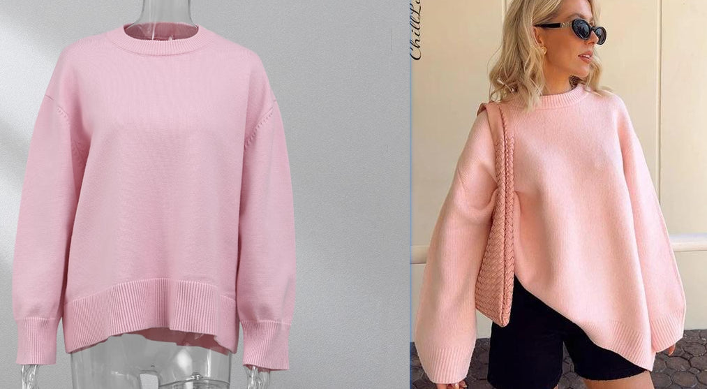 Sweet Round Neck Pullover Sweater