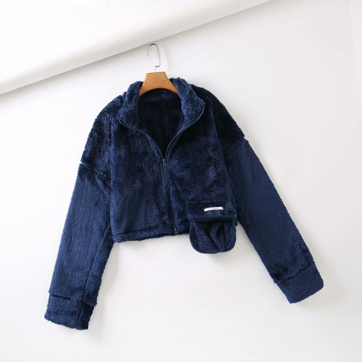 Zipper pocket double-sided plush warm jacket