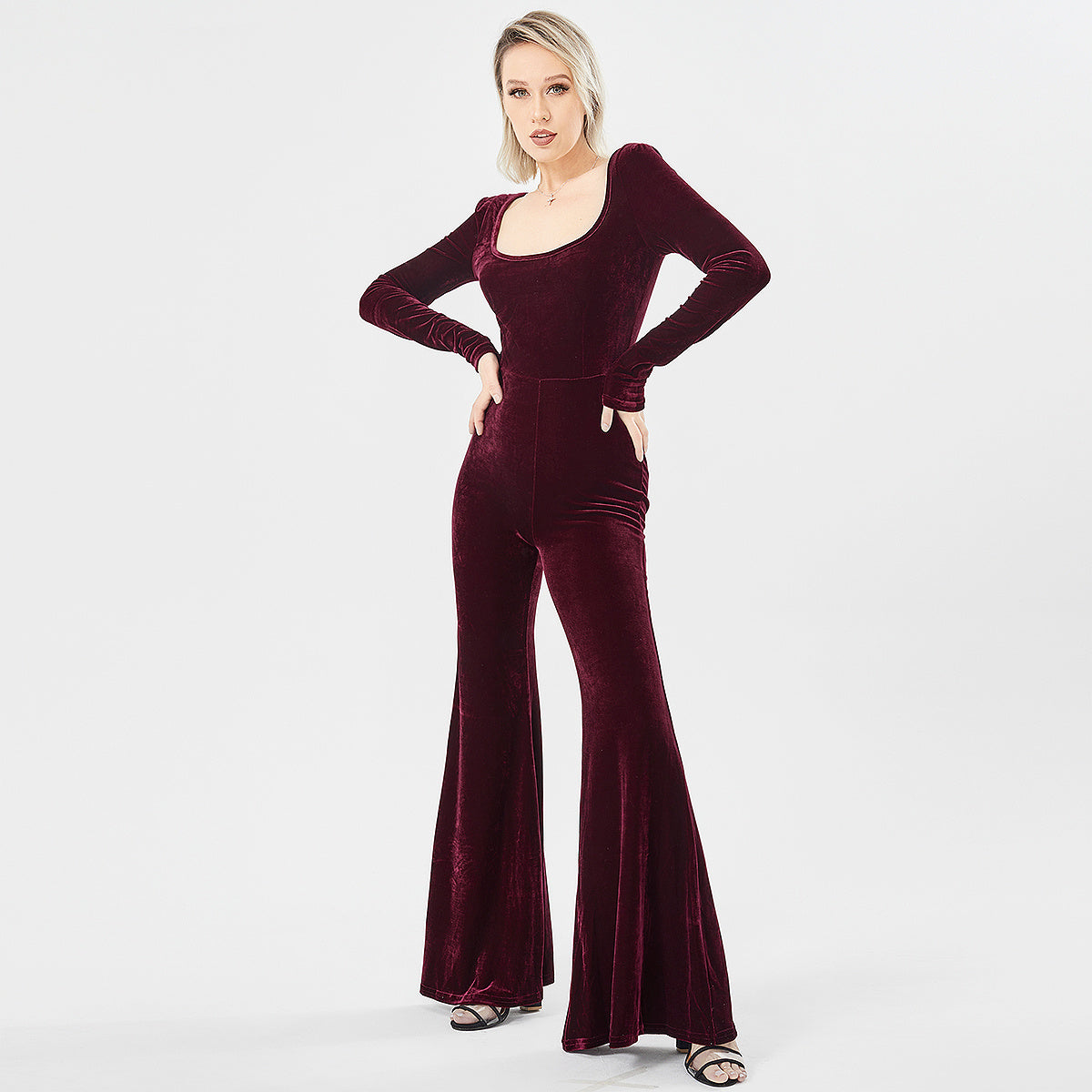 Women's Long Sleeve Velvet Fashion Jumpsuit