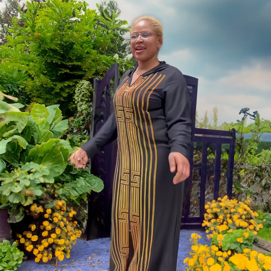 Vestido de bata de mujer africana negro