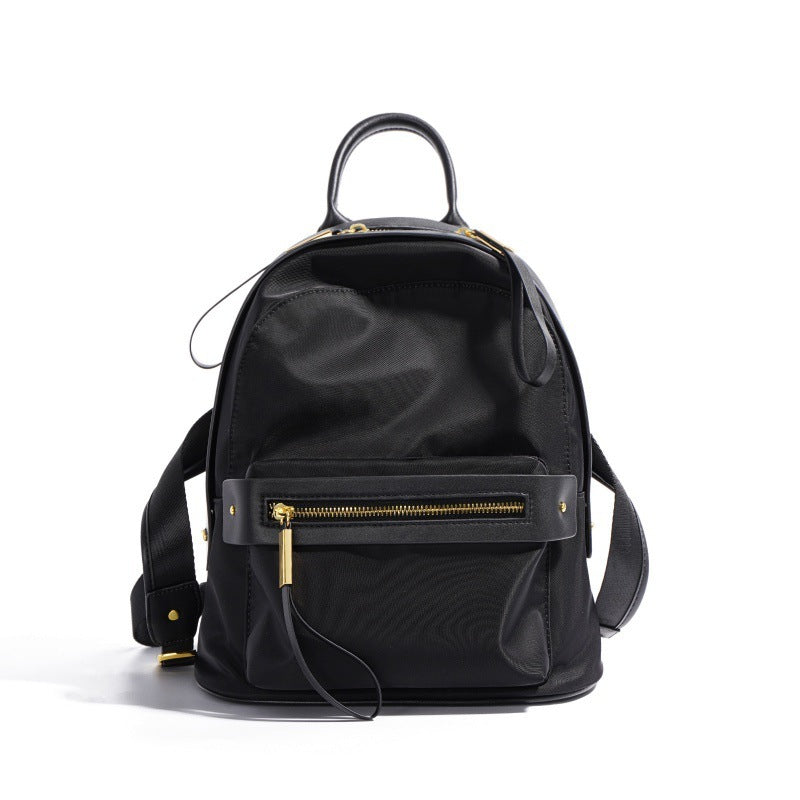 Women's All-match Simple Cowhide Nylon Casual Travel Backpack