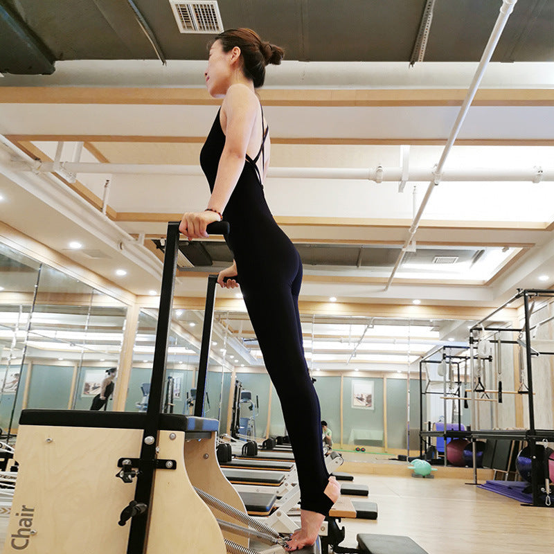 Pantalon de combinaison de yoga pour femmes, dos nu féminin 