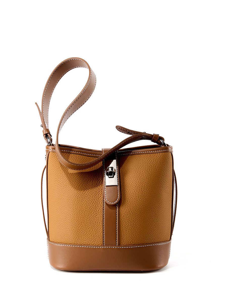 Top Layer Cowhide Bucket Bag All-match Genuine Leather Women's Messenger Bag