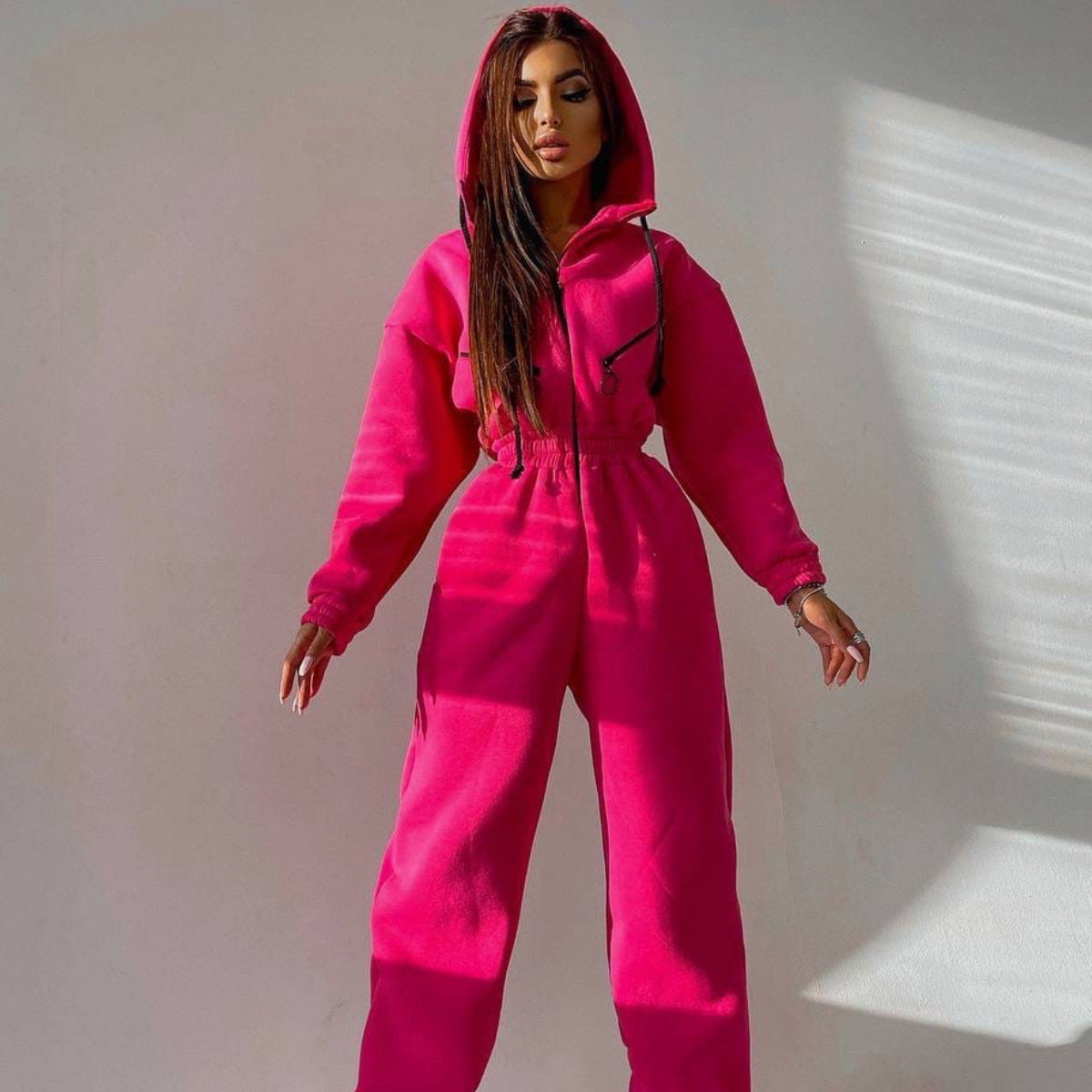 Cross-border Hot Sale Amazon Ebay Hot Sale Popular Sports Casual Women's Hooded Jumpsuit One-piece Suit