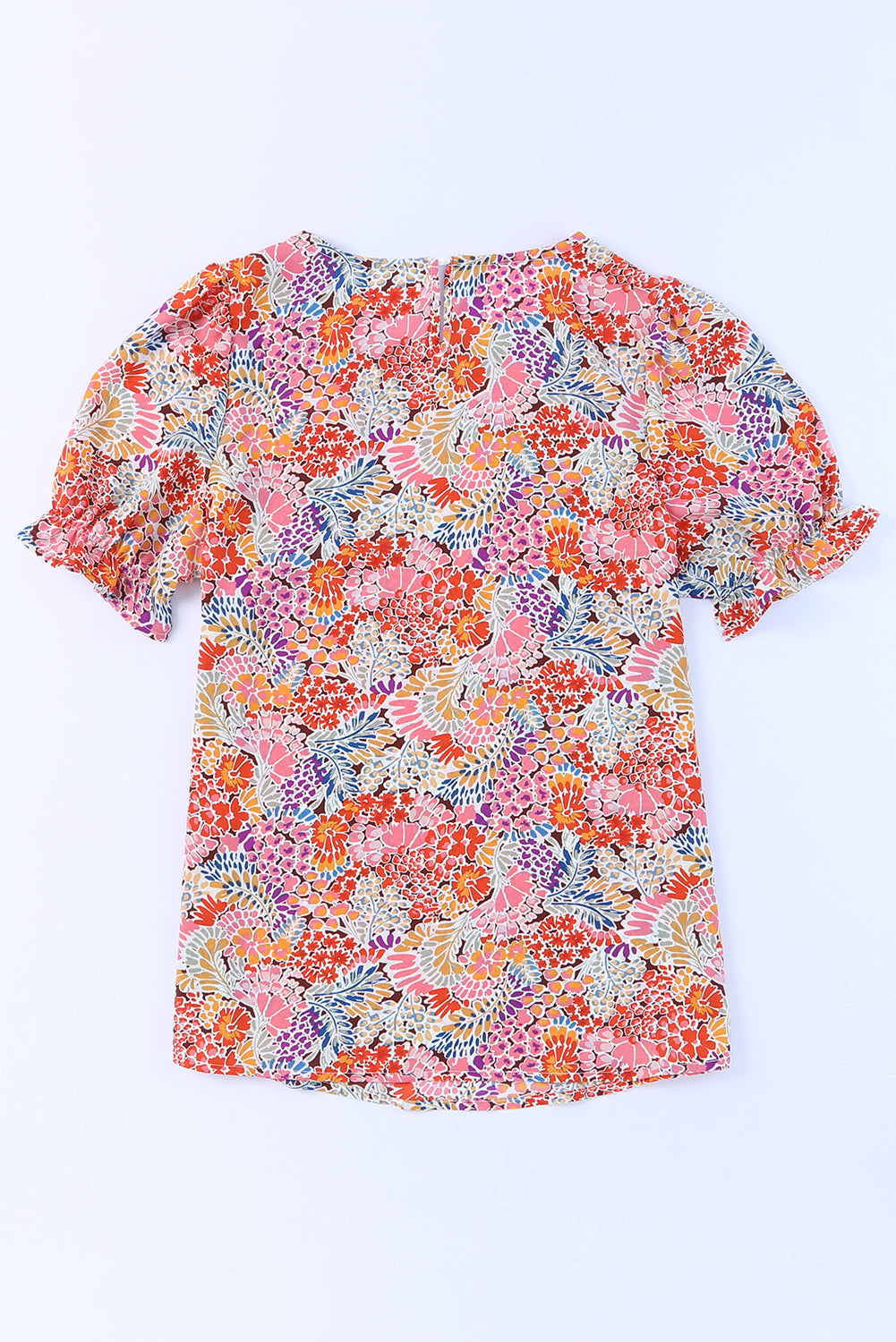 Blusa floral de manga corta con volante