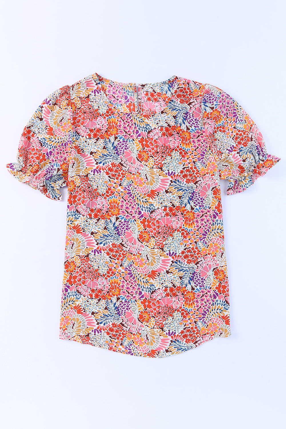 Blusa floral de manga corta con volante