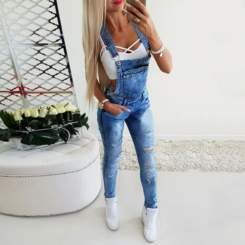 Tight Sexy Hand-worn Women's Denim Overalls