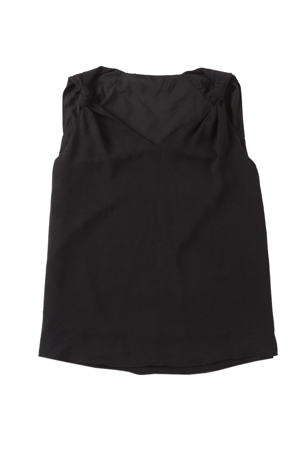 Black V Neck Knotted Shoulder Vest