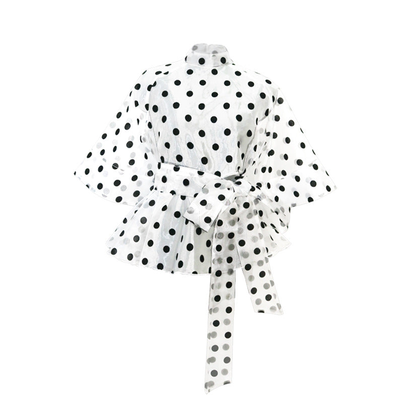 Cardigan polka dot tie top