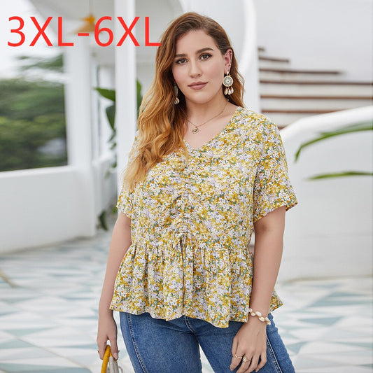 Fat woman print blouse